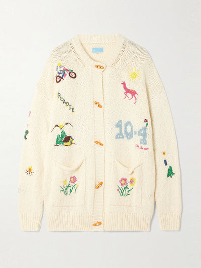 Mother The Long Drop embroidered cotton and alpaca-blend cardigan at Collagerie