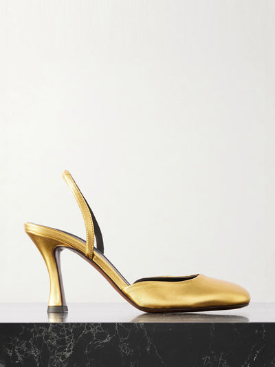 Neous Baten metallic leather slingback pumps at Collagerie