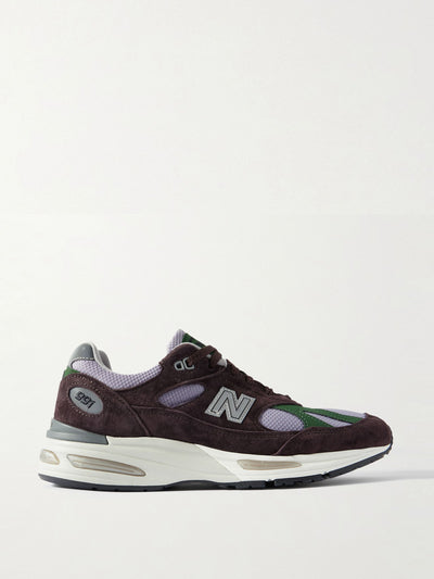 New Balance 991 leather- and suede-trimmed and mesh sneakers at Collagerie
