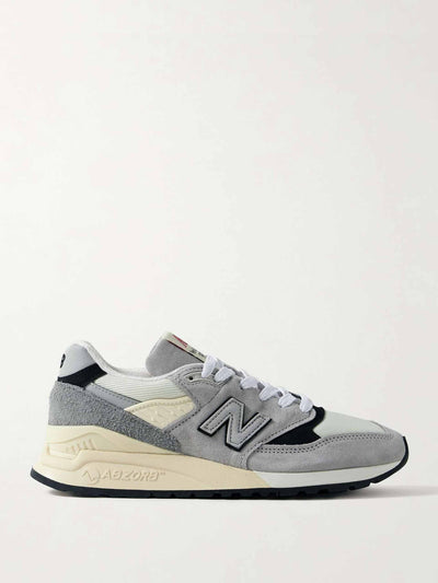 New Balance 998 Core rubber-trimmed leather, mesh and suede sneakers at Collagerie
