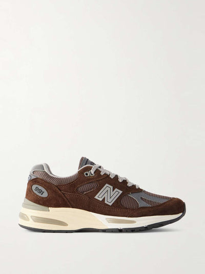 New Balance 991 suede, faux leather and mesh sneakers at Collagerie