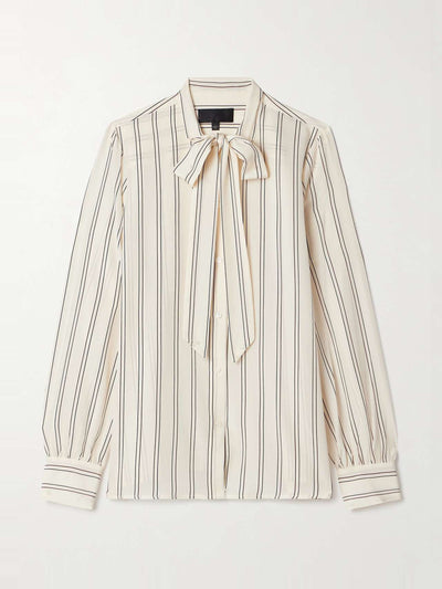 Nili Lotan Irina pussy-bow striped silk-georgette blouse at Collagerie