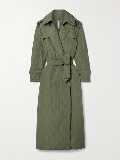 Norma Kamali Belted quilted shell trench coat at Collagerie