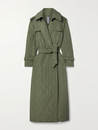 Norma Kamali Belted quilted shell trench coat at Collagerie