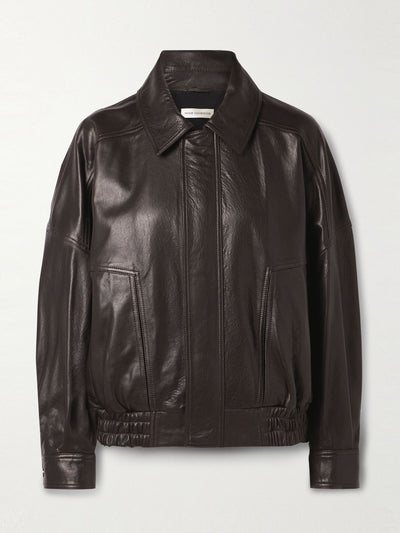 Nour Hammour Dalma leather bomber jacket at Collagerie