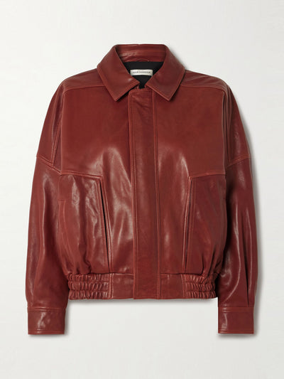 Nour Hammour Dalma paneled leather bomber jacket at Collagerie