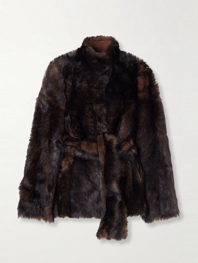 Nour Hammour Elsa belted shearling jacket at Collagerie