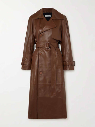 Nour Hammour Henri belted double-breasted leather trench coat at Collagerie