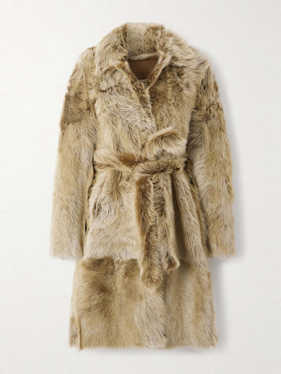 Nour Hammour Linden belted shearling coat at Collagerie