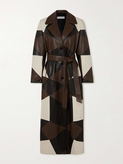 Nour Hammour Sonja belted patchwork leather coat at Collagerie