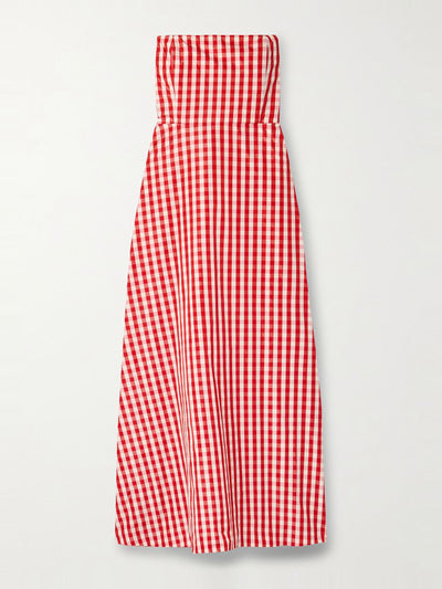 Bernadette Odette strapless gingham taffeta midi dress at Collagerie