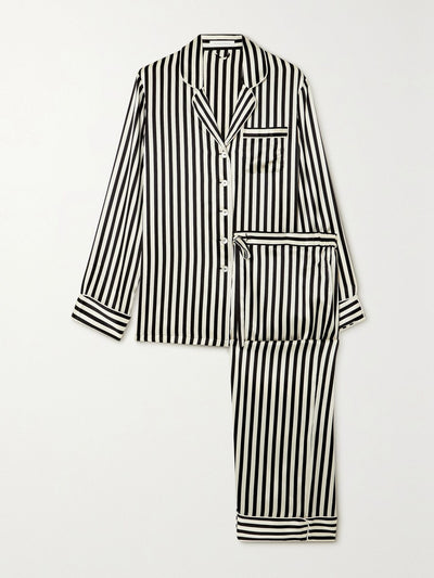 Olivia Von Halle Lila striped silk-satin pyjama set at Collagerie