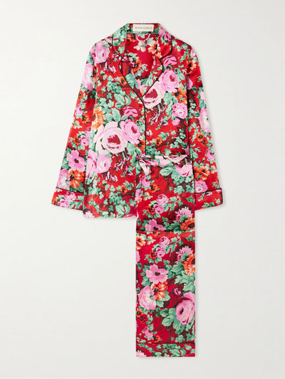 Olivia Von Halle Lila floral-print silk-satin pajama set at Collagerie