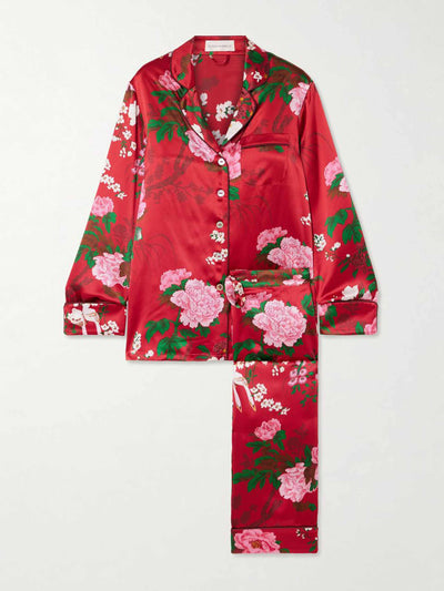 Olivia Von Halle Lila floral-print silk-satin pyjama set at Collagerie