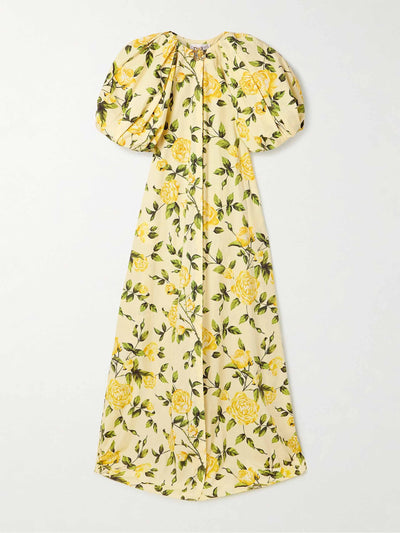 Oscar De La Renta Embellished gathered floral-print cotton-blend poplin gown at Collagerie
