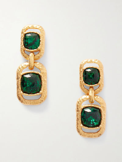 Oscar De La Renta Gold-tone crystal earrings at Collagerie