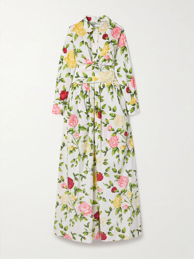 Oscar De La Renta Wrap-effect floral-print cotton-blend poplin midi shirt dress at Collagerie