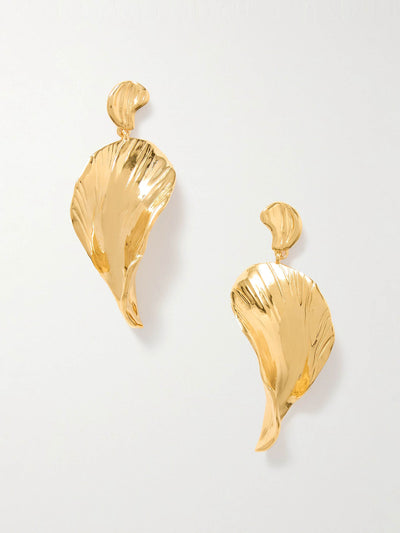 Oscar De La Renta Petal gold-tone earrings at Collagerie