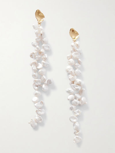 Pacharee Petite Duo Petal gold-tone pearl earrings at Collagerie