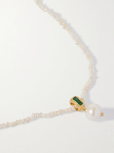 Pacharee Prado gold vermeil, pearl and emerald necklace at Collagerie