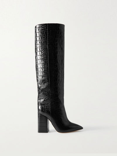 Paris Texas Anja croc-effect leather knee boots at Collagerie