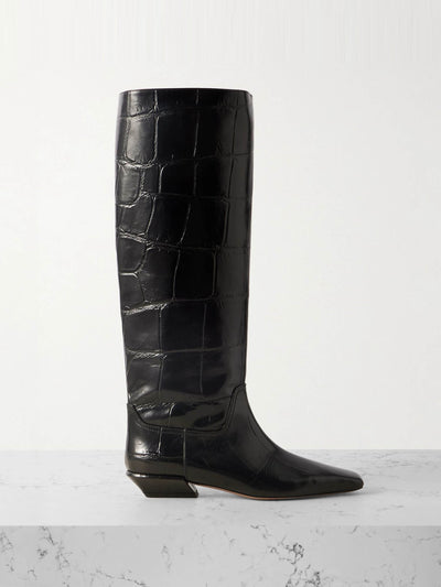 Paris Texas Bettina croc-effect leather boots at Collagerie