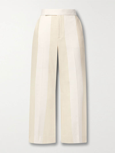 Partow Ivory two-tone panelled cotton and linen-blend flared pants at Collagerie