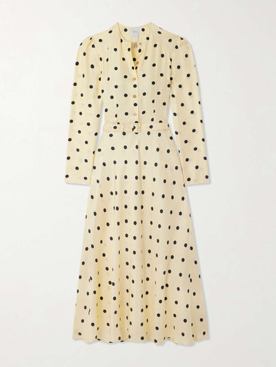 Patou Belted polka-dot silk-twill midi dress at Collagerie