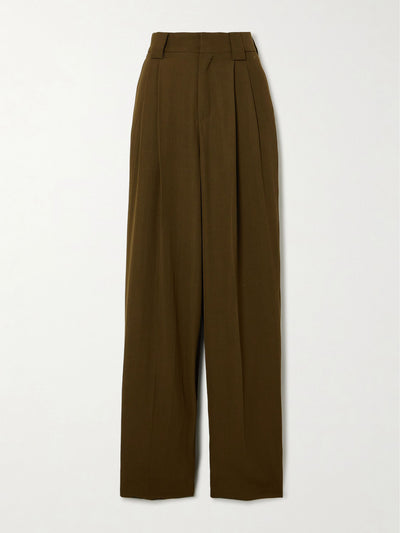 Petar Petrov Evidence pleated wool-blend twill wide-leg pants at Collagerie