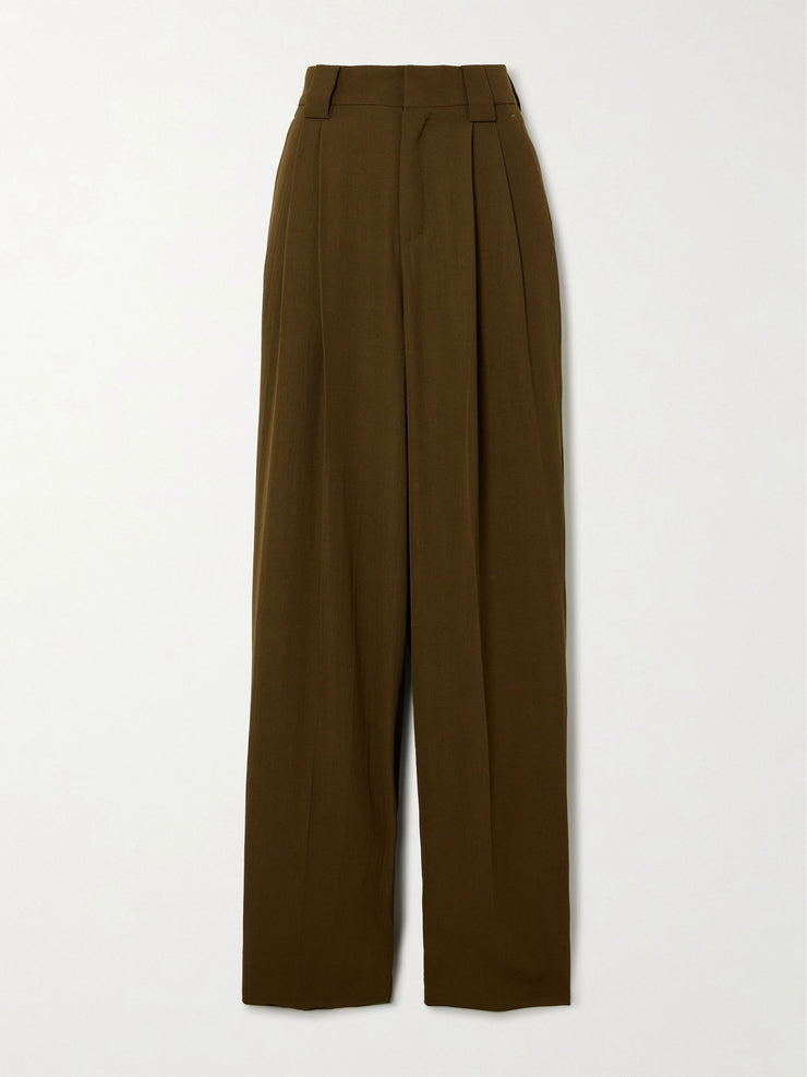 Evidence pleated wool-blend twill wide-leg pants Clothing Petar Petrov    - Collagerie