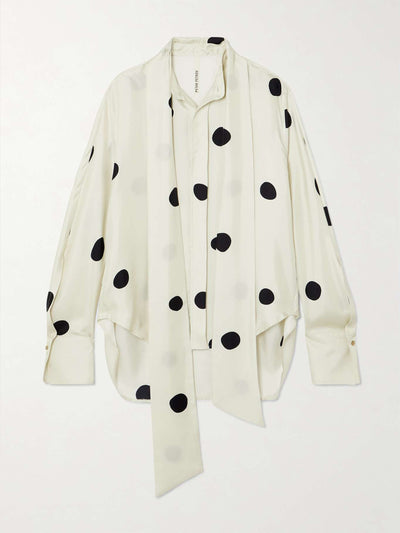 Petar Petrov Distraction convertible tie-neck polka-dot silk-twill blouse at Collagerie