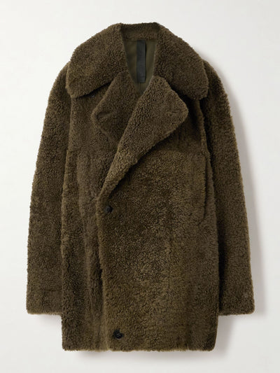 Petar Petrov Oversized double-breasted shearling coat at Collagerie