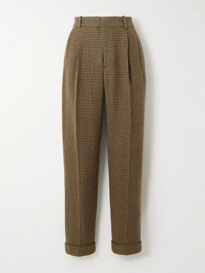 Polo Ralph Lauren Pleated Prince of Wales checked recycled wool-blend tapered pants at Collagerie