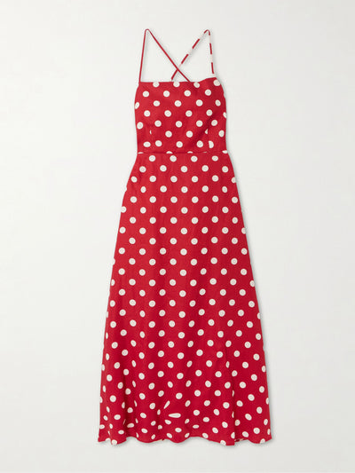 Posse Lori polka-dot linen midi dress at Collagerie