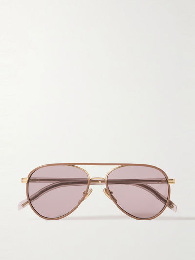Prada Eyewear Aviator-style rose gold-tone and acetate sunglasses at Collagerie