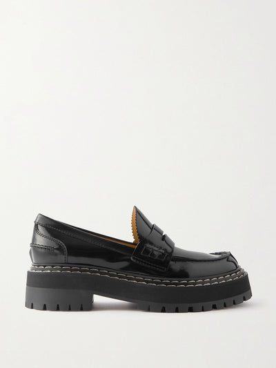 Proenza Schouler Lug Sole glossed-leather platform loafers at Collagerie