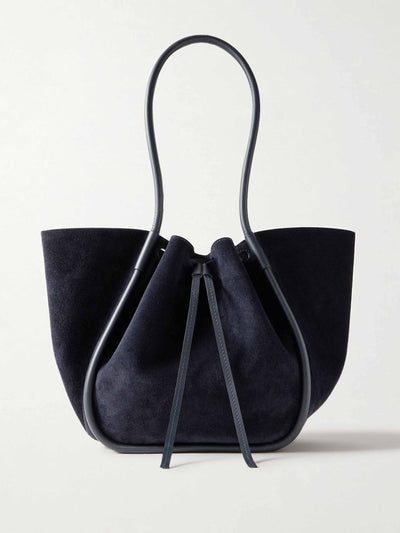 Proenza Schouler Large leather-trimmed ruched suede tote at Collagerie