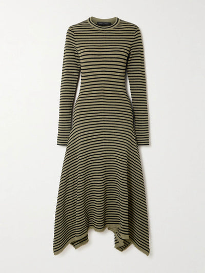 Proenza Schouler Didi frayed striped knitted midi dress at Collagerie