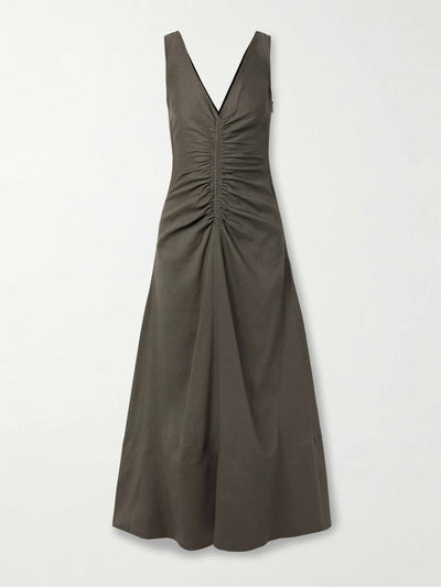 Proenza Schouler Remi ruched organic linen-blend twill maxi dress at Collagerie