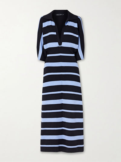Proenza Schouler Solana striped wool and silk-blend midi dress at Collagerie