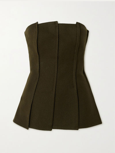 Proenza Schouler Strapless paneled twill bustier top at Collagerie