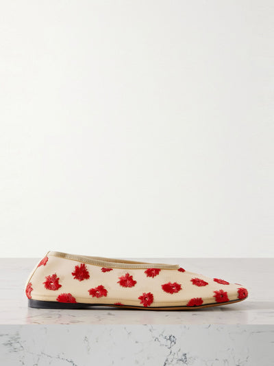 Proenza Schouler Tee embroidered mesh ballet flats at Collagerie