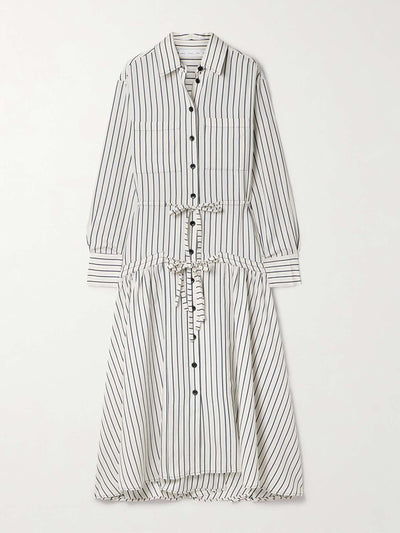 Proenza Schouler White Label Bonnie tie-detailed striped jacquard midi shirt dress at Collagerie