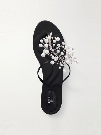 Pucci Embellished satin flip flops at Collagerie