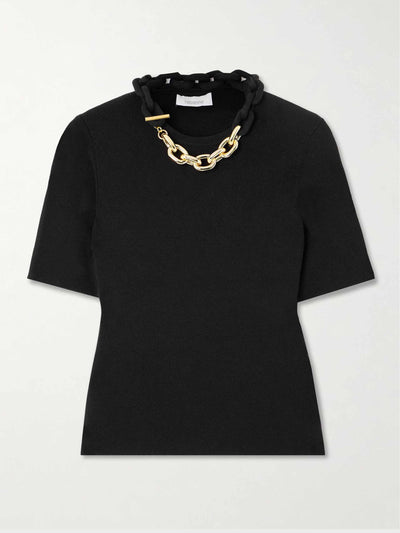 Rabanne Cropped chain-embellished cotton T-shirt at Collagerie