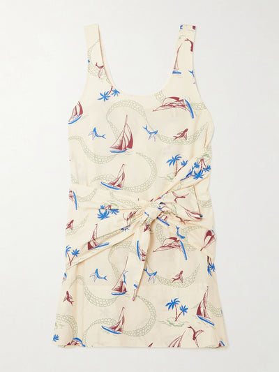 Rabanne Bow-detailed printed cotton mini dress at Collagerie