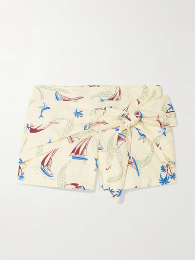 Rabanne Bow detailed printed cotton shorts at Collagerie