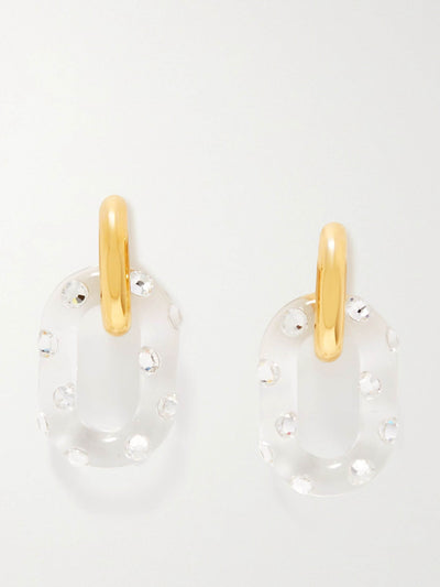 Rabanne XL Link gold-tone, crystal and resin earrings at Collagerie