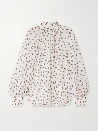 Rebecca Vallance Candice polka-dot crepe de chine turtleneck blouse at Collagerie