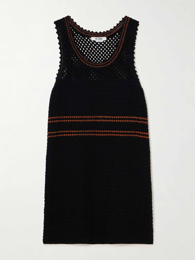 Re/Done Striped crocheted cotton mini dress at Collagerie